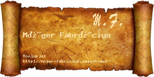 Móger Fabrícius névjegykártya